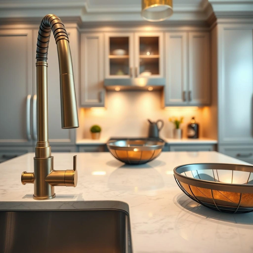 Modern kitchen mixed metal fixtures ratio