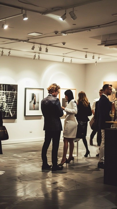 Networking event art gallery, discreet conversations