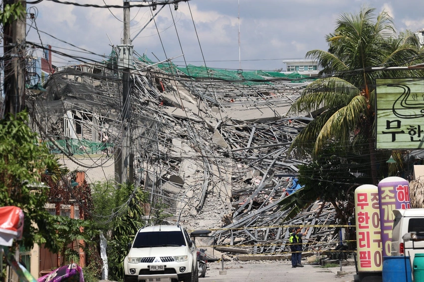9-Story Building Collapses in Angeles City: Rescuers Search for Missing Workers