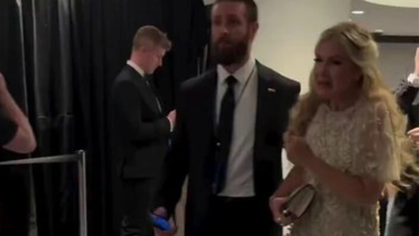 Tearful Erika Kirk escorted after WHCA Dinner shooting