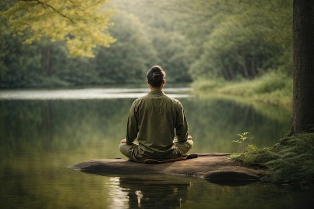 Person meditating calmly, peaceful expression