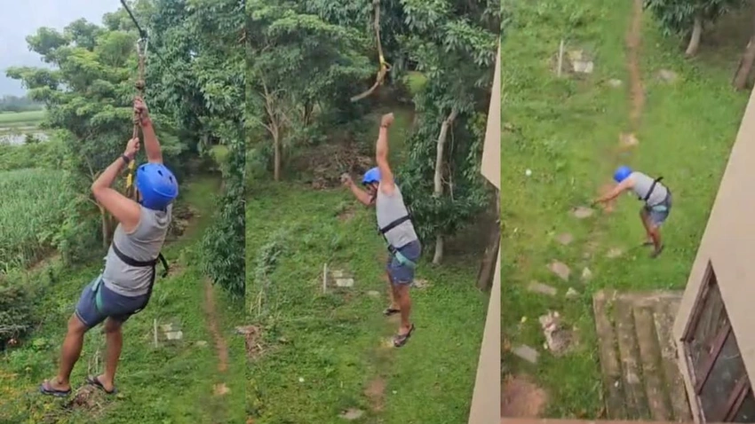 Tourist's Terrifying Zipline Fall at Dandeli Resort Goes Viral!