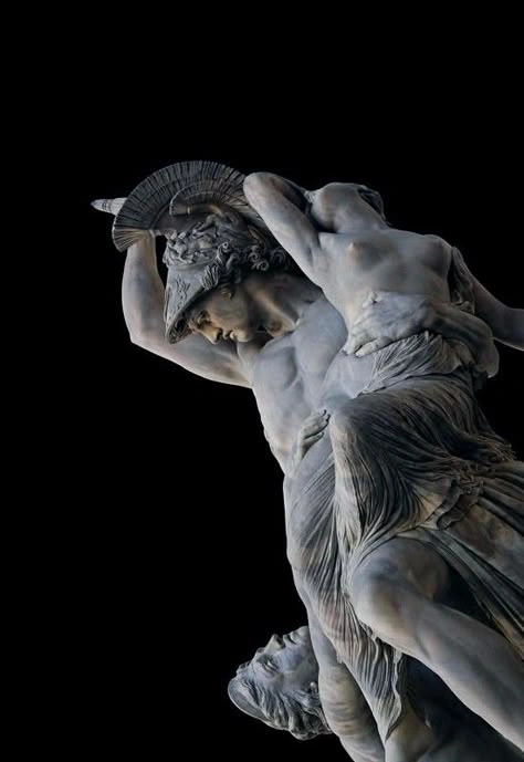 A single tear falling, ancient Greek sculpture background.
Cover image search term: Oil painting of two ancient Greek warriors in an embrace, melancholic blue tones.