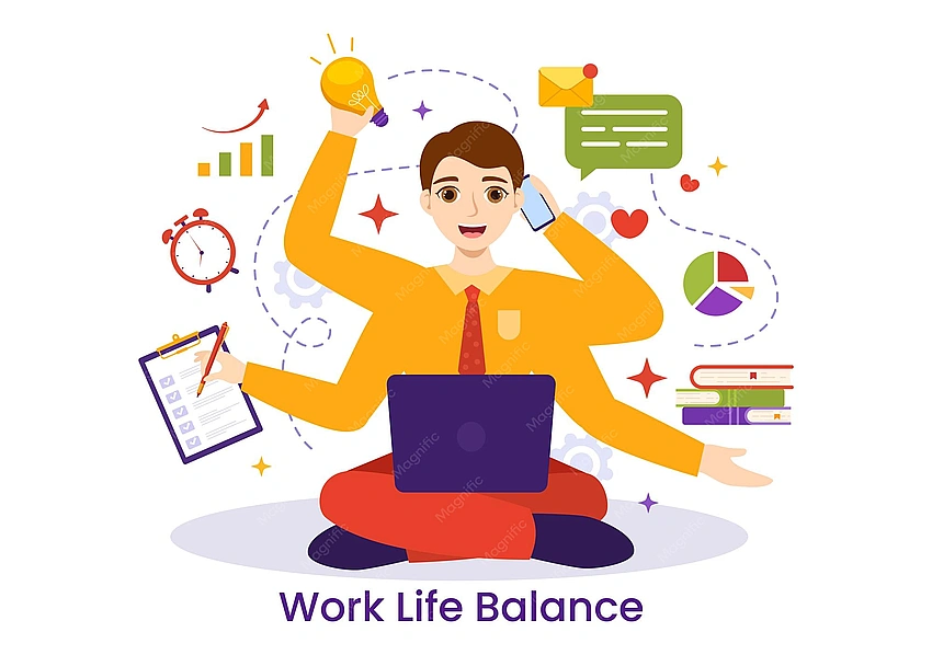 Content creator smiling, work-life balance, strategic content planning
