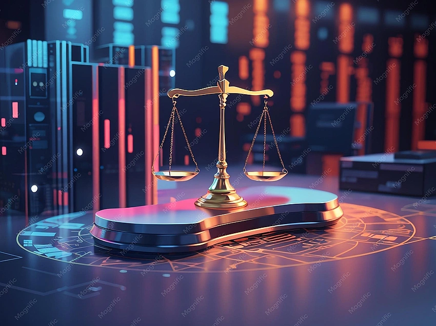 Balance scales, professional ethics, digital integrity, legal compliance.
