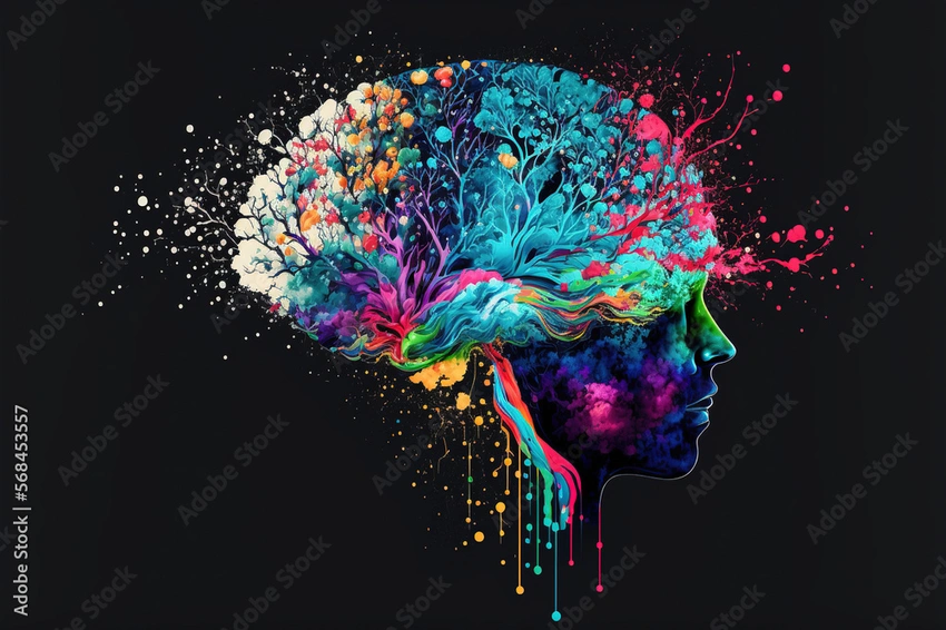 Abstract color psychology art, brain waves color connection