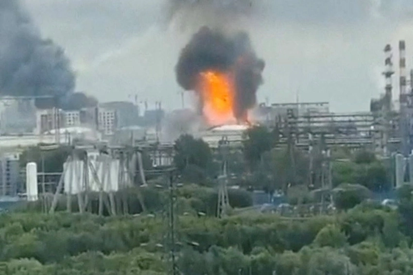 Ukraine's Drone Blitz Ignites Major Russian Oil Refinery, Two Dead