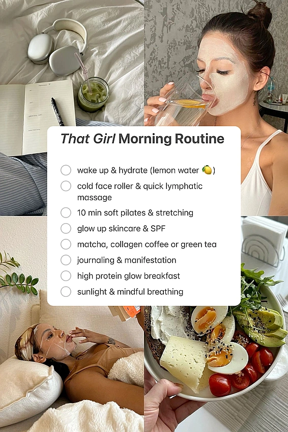 'That Girl' aesthetic, perfect morning routine, pristine wellness