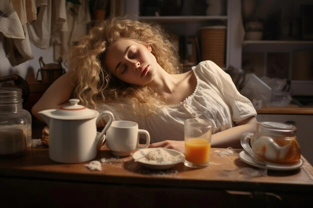 woman looking exhausted, messy morning, unrealistic expectations