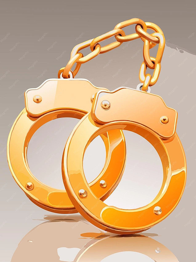 'golden handcuffs illustration, gilded cage'
