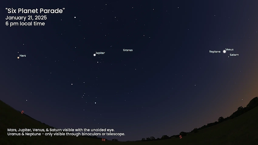 Six planets light up the night sky in a rare celestial parade