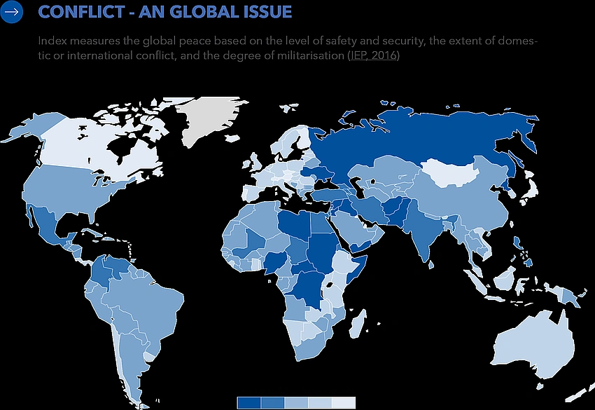 Global conflicts map overlay UN logo