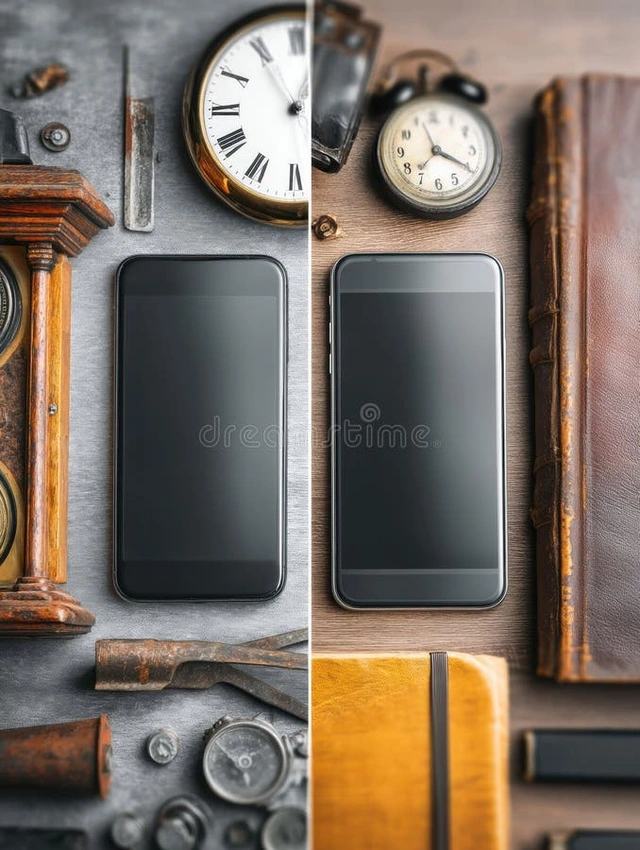 old and new technology side by side