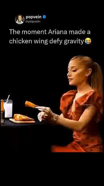 Ariana’s flying chicken wing: 

Ariana Grande turns one Hot Ones wing into a gravity-defying moment.