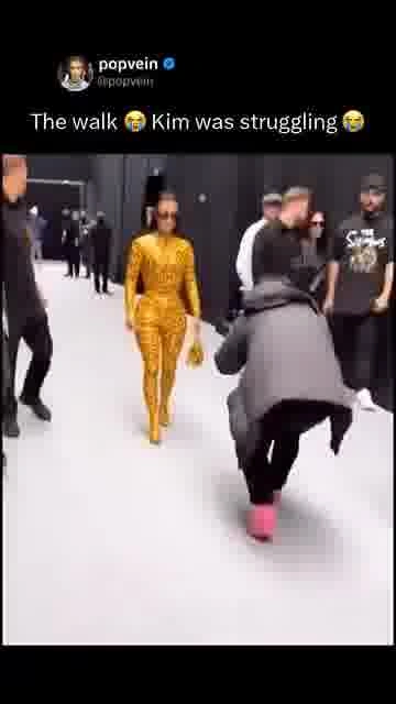 Kim's tricky walk: 

Kim Kardashian tries to keep her balance during a difficult walk.

#KimKardashi