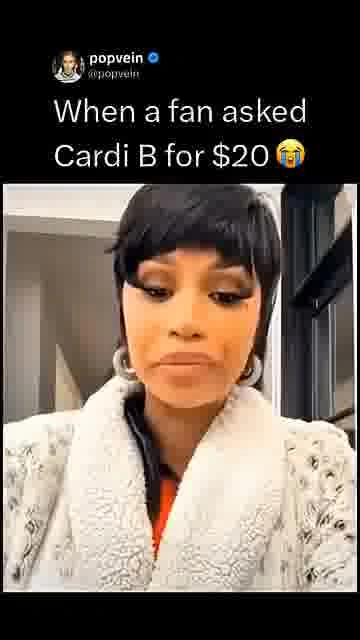 Cardi says she's broke too: 

A fan asked Cardi B for $20, but her answer was painfully relatable 😭
