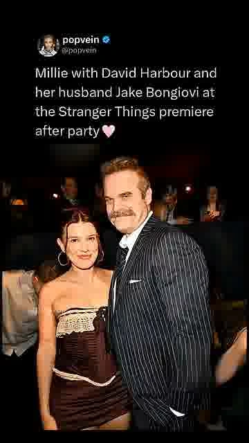 After-party trio spotted: 

Millie, Jake, and David share a moment after the Stranger Things 5 premi