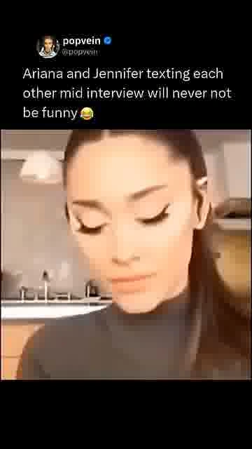 Texting during the interview: 

Ariana and Jennifer texting mid-interview is the funniest kind of di