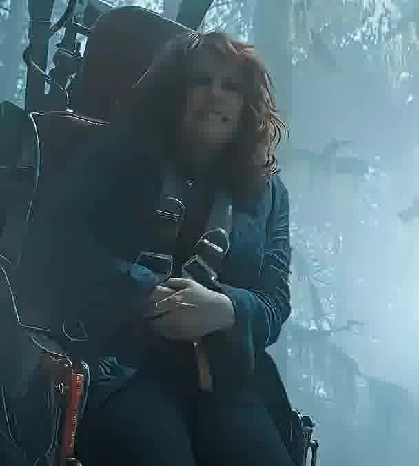 She outsmarted the dinosaur: 

A tense Jurassic World moment, cut to a slowed-down beat.

#JurassicW