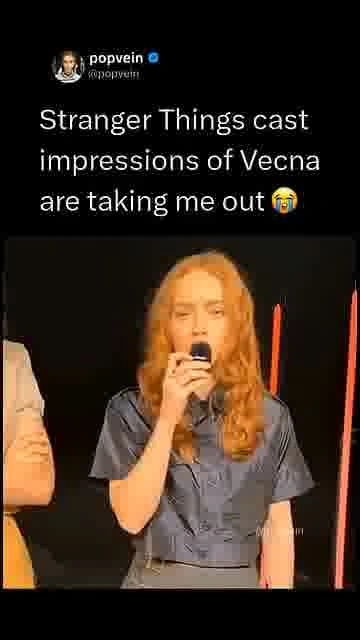 Vecna impressions gone wrong: 

The Stranger Things cast absolutely cannot keep a straight face as V
