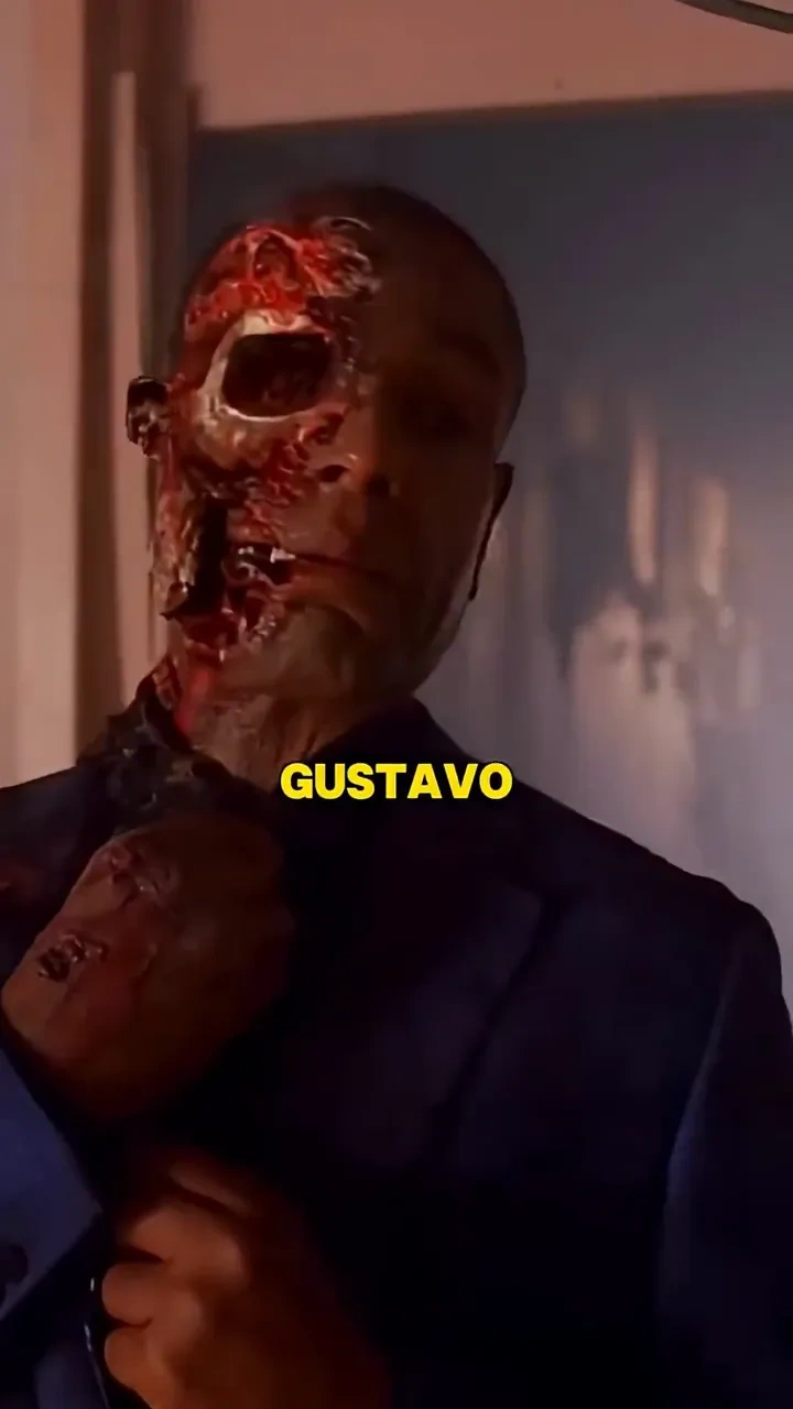 Gus fring death: 19 takes: 

Behind the scenes: 4 hours in makeup and 19 takes for Gus Fring's exit.