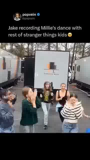 Jake catches millie dancing: 

Jake films Millie dancing with the Stranger Things crew, and fans are
