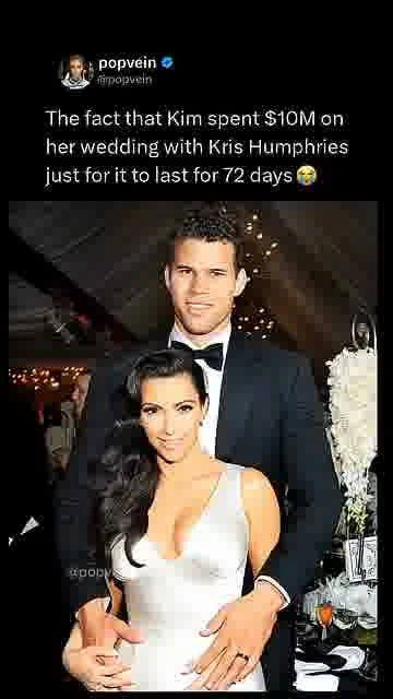 The 72-day wedding: 

A lavish wedding, a $10M price tag, and just 72 days together.

#KimKardashian