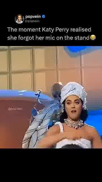 Katy’s mic mishap: 

She walked away from the mic, then suddenly remembered it was still on the stan